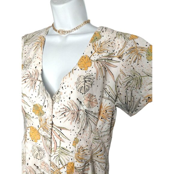 Minkpink Womens Tropical Floral Button-Front Short Sleeve Romper Size M - Picture 9 of 9